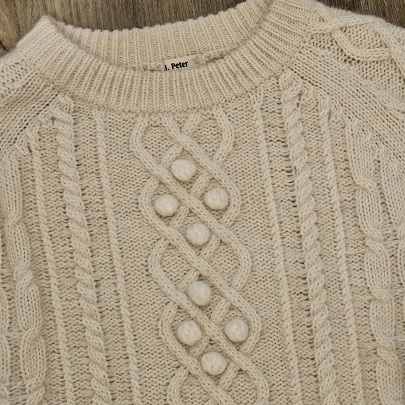 Vintage Heavy Cream Cable Knit Sweater Unisex Medium - Wool & Mohair - Picture 10 of 12